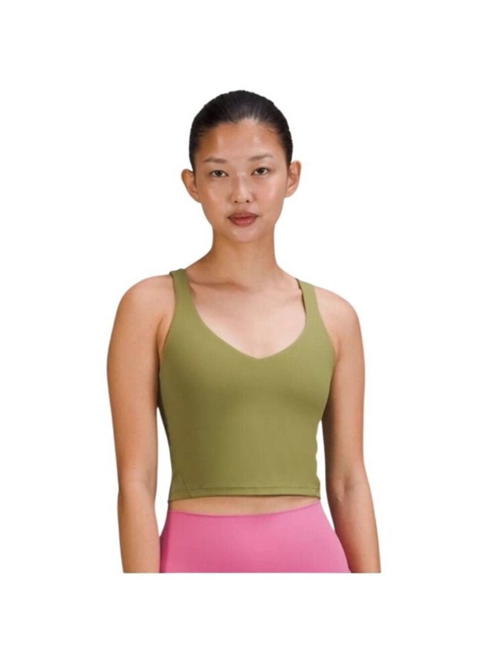 Lululemon Align Tank Crop Top Womens Size 2 Olive Green Soft Nulu Gym Athletic